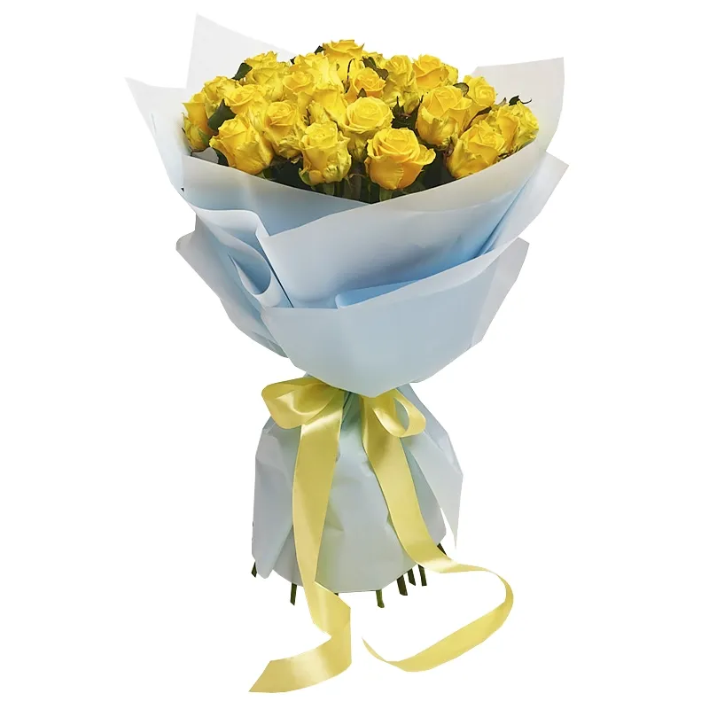 Букет из 21 желтой эквадор розы