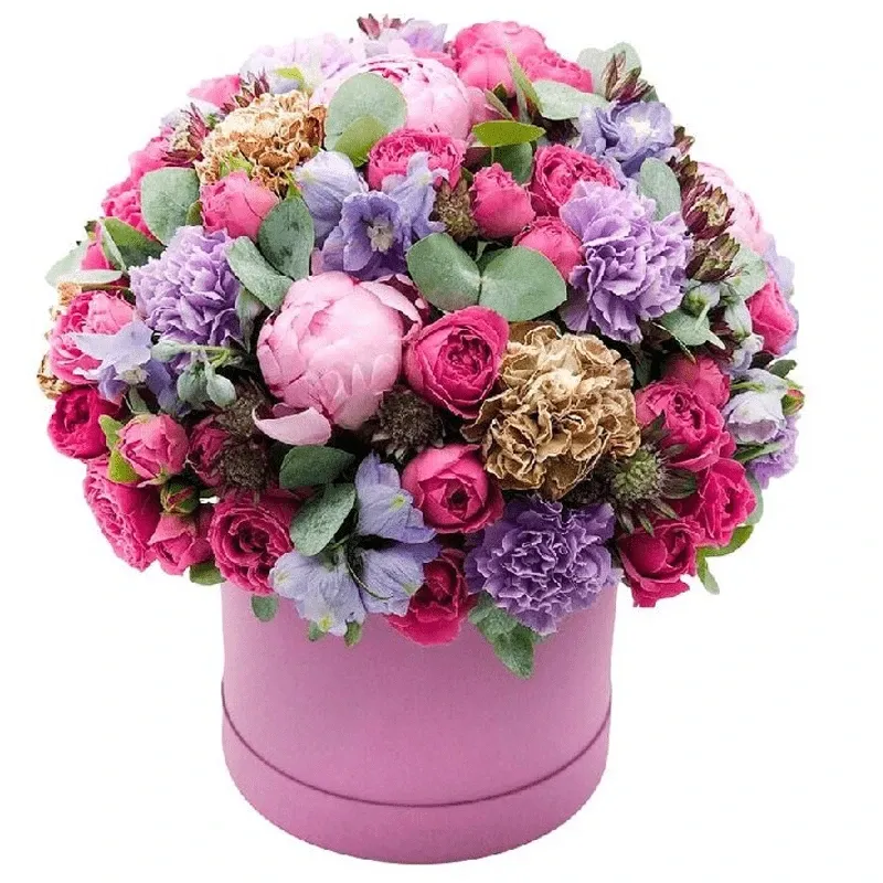 Цветы в коробке Зефирная